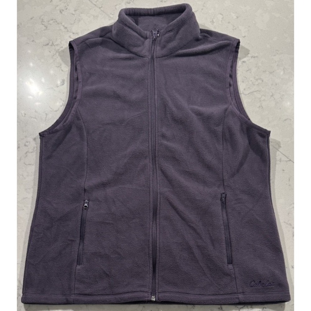 Cabela's Fleece Vest Womens Large Purple Full Zip Pockets Outdoor Gorpcore